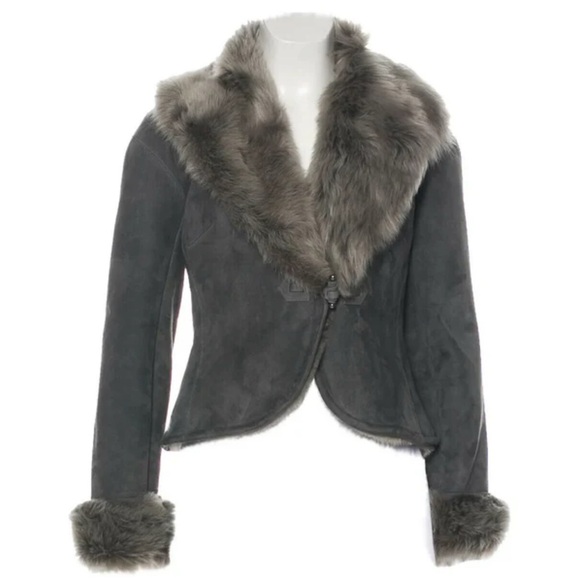 RALPH LAUREN BLACK LABEL SHORT  LAMB SHEARLING JACKET SIZE US 2 SMALL - Picture 1 of 12